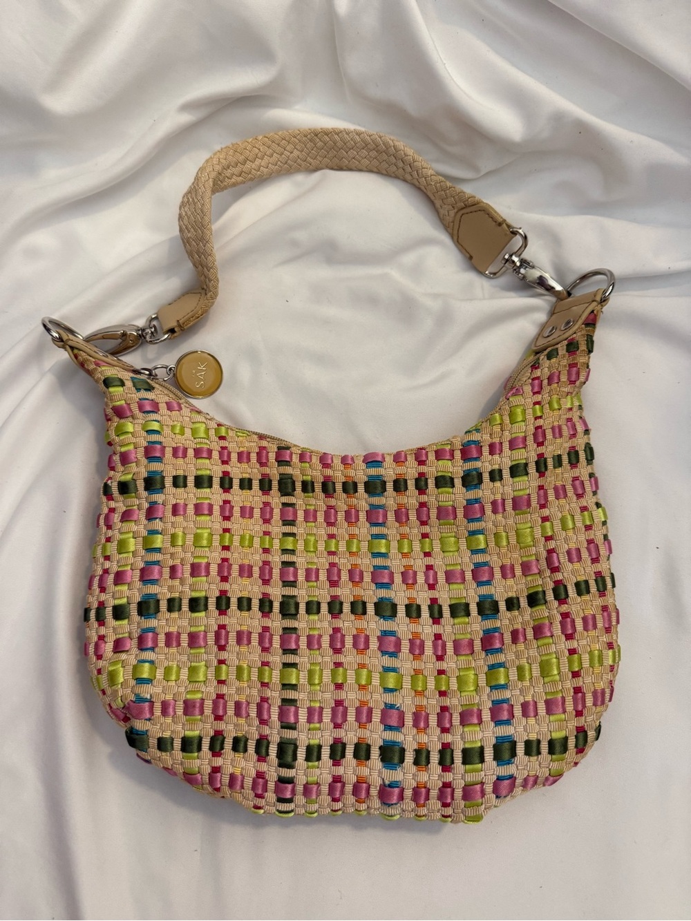 EUC Vintage Y2K The Sak Woven Ribbon Hobo Shoulder Bag